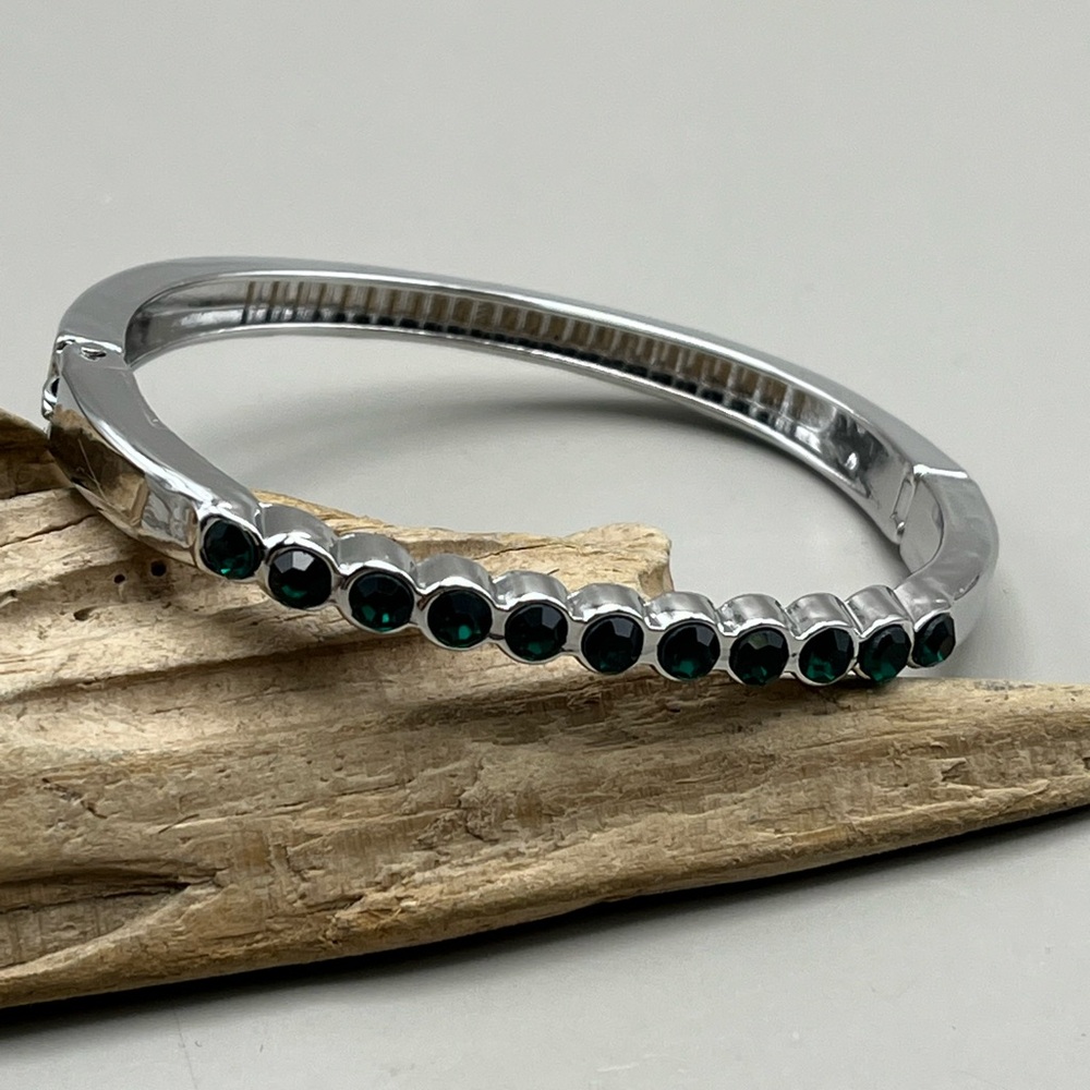 Elegant Silver and Green Bracelet